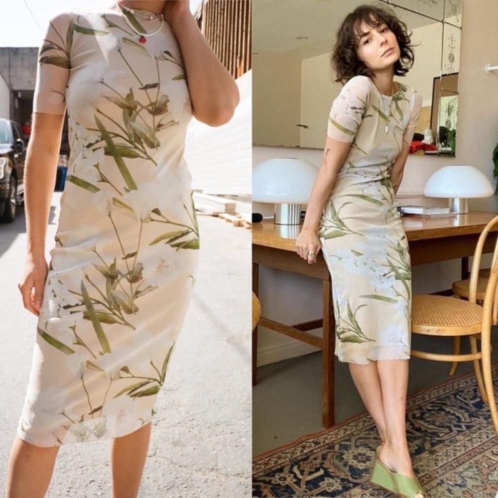 Lisa Says Gah Zelda Midi Floral Mesh Dress. Size S
